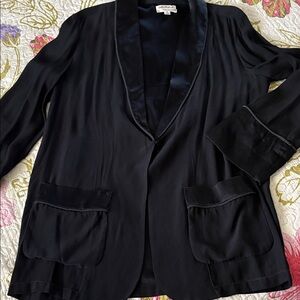 Vintage Women's Black Satin-Trim Blazer Jacket